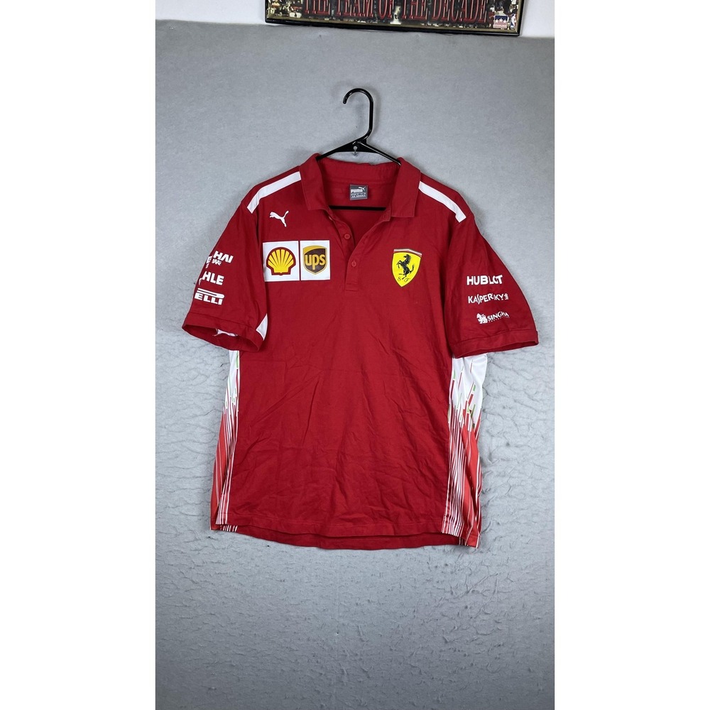 Scuderia Ferrari Shirt Mens XL Red Racing Formula 1 Puma Team Polo Shell